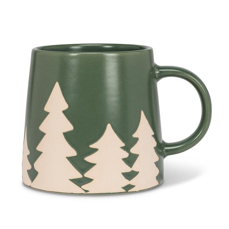 Wide Base Mug w/Pine Trees - 3.5"H(14oz)