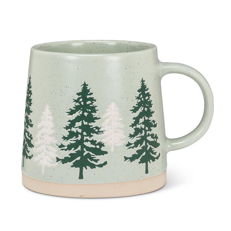 Wide Base Mug w/Pine Trees - 3.5"H(14oz)
