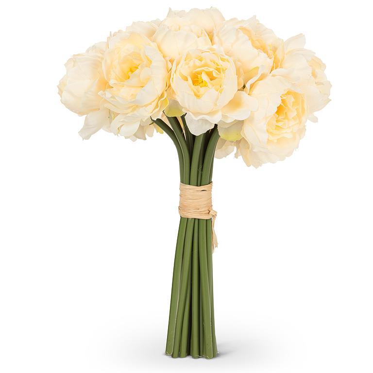 Stem Peony Bouquet - Cream 9"