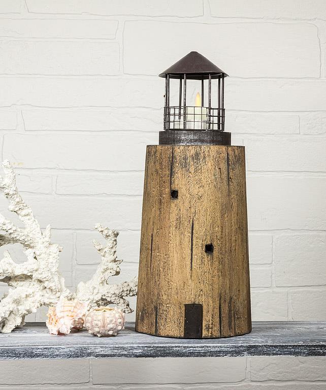 Wide Lighthouse w/Tealight Top - 14"H