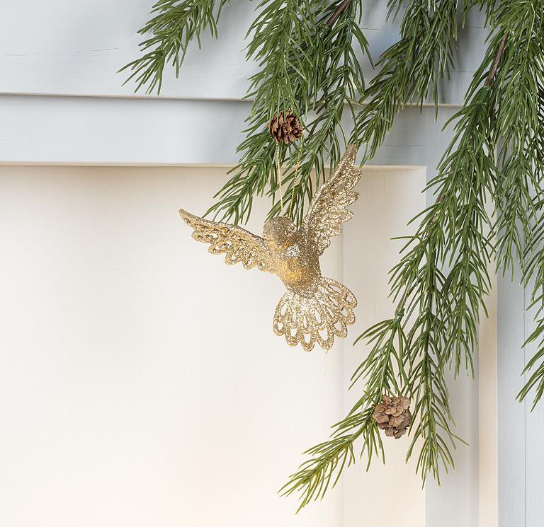 Glitter Hummingbird Orn - 4"H