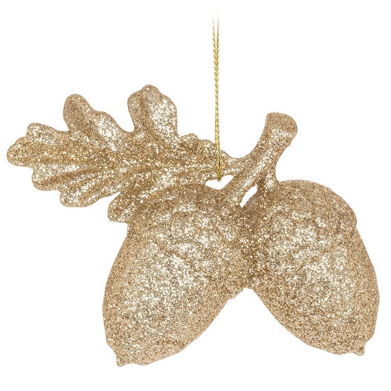 Glitter Acorns Orn - 3.5"L