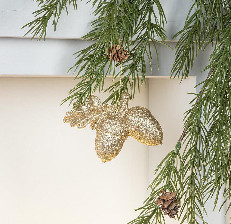 Glitter Acorns Orn - 3.5"L
