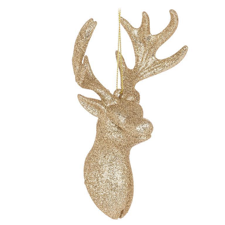 Glitter Reindeer Bust Orn - 6"H