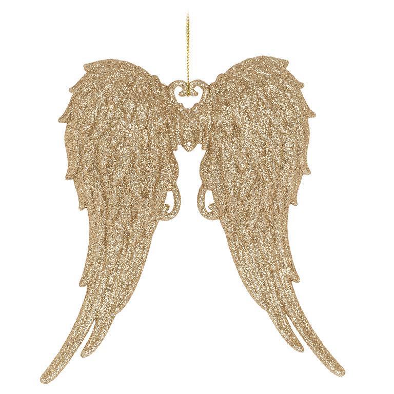 Glitter Angel Wings Orn - 6"H