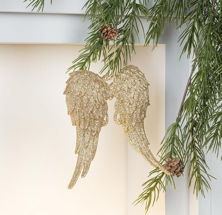 Glitter Angel Wings Orn - 6"H