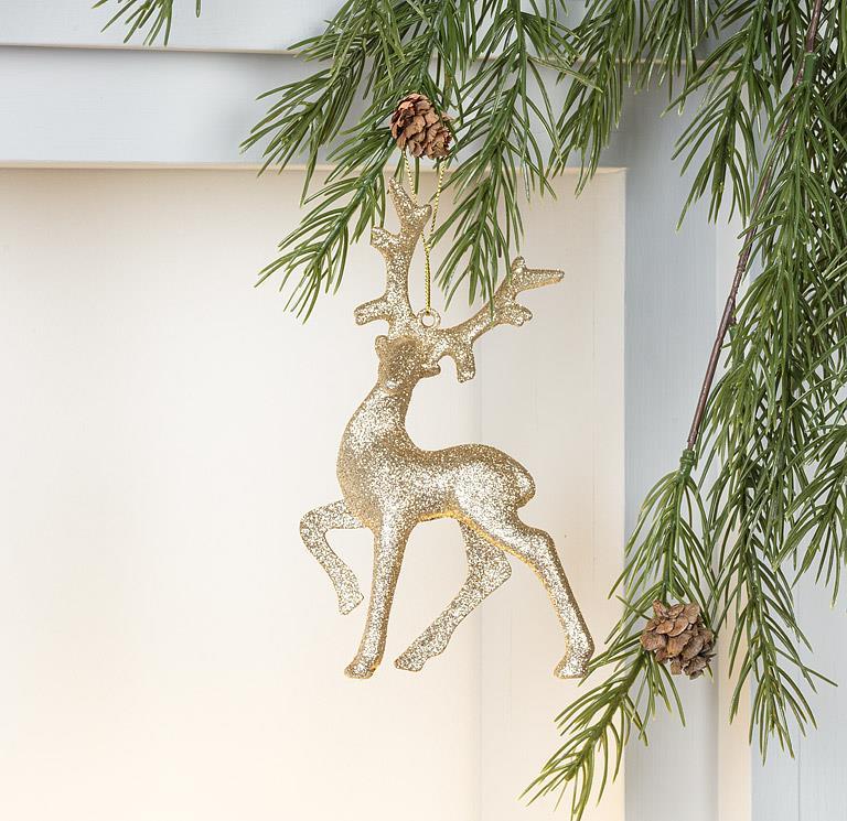 Glitter Standing Reindeer Orn - 6"H