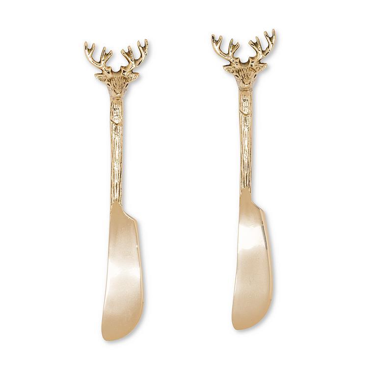 Stag Head Pate Spreaders - Gold-6"L