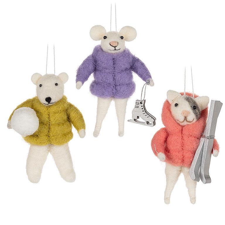 Puffy Coat Animal Ornament - 5"H