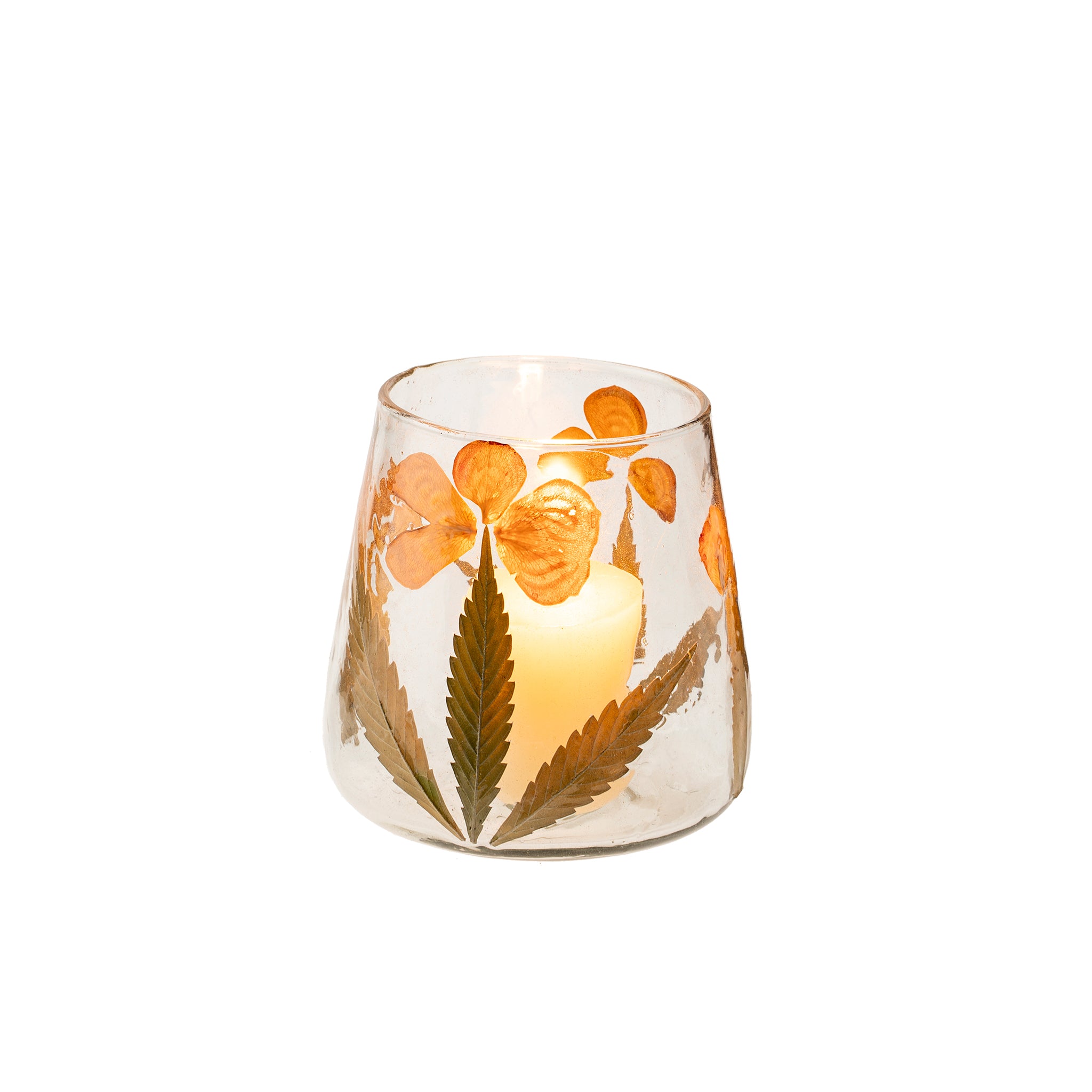 Pressed Floral Votive Holder - Small