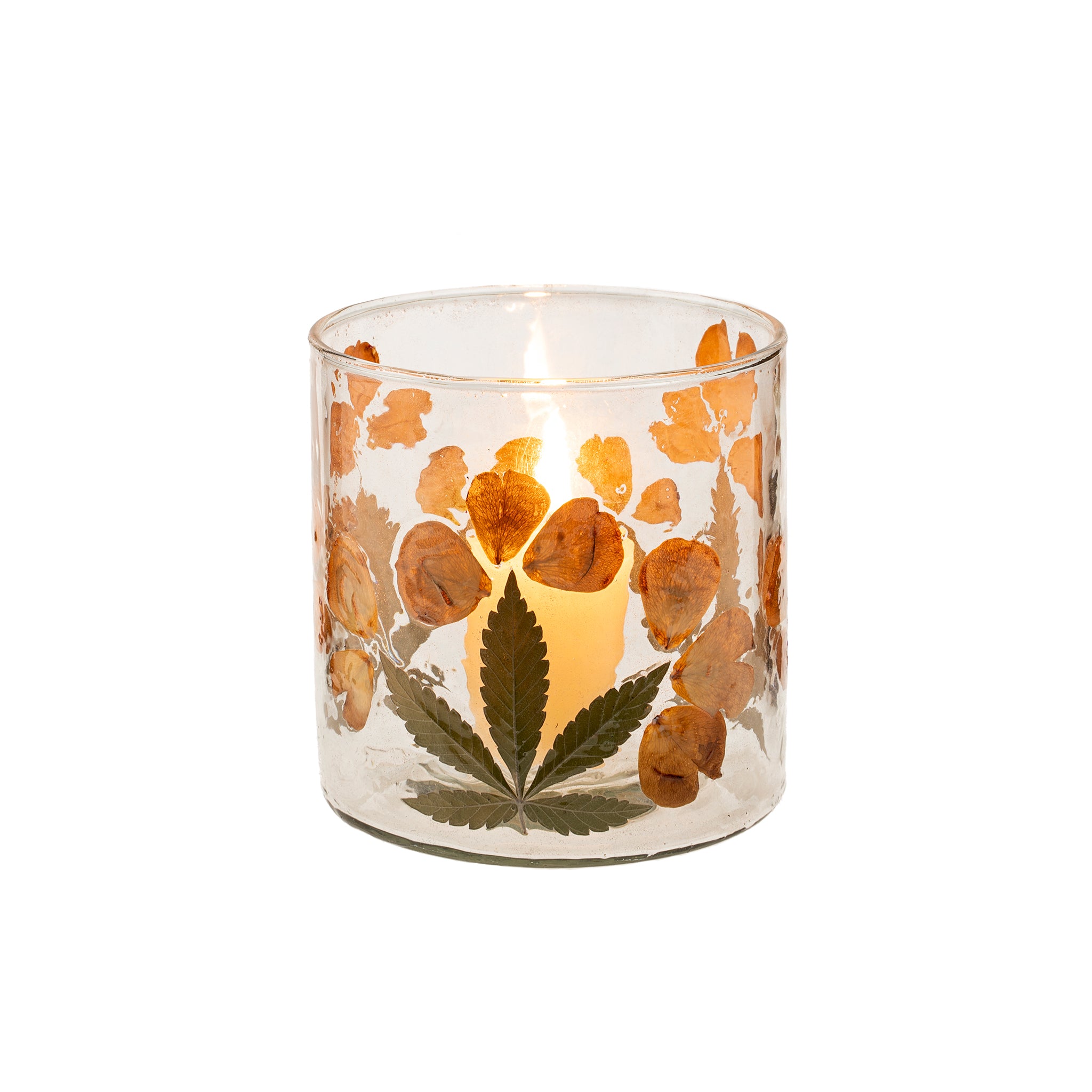 Pressed Floral Votive Holder - Large