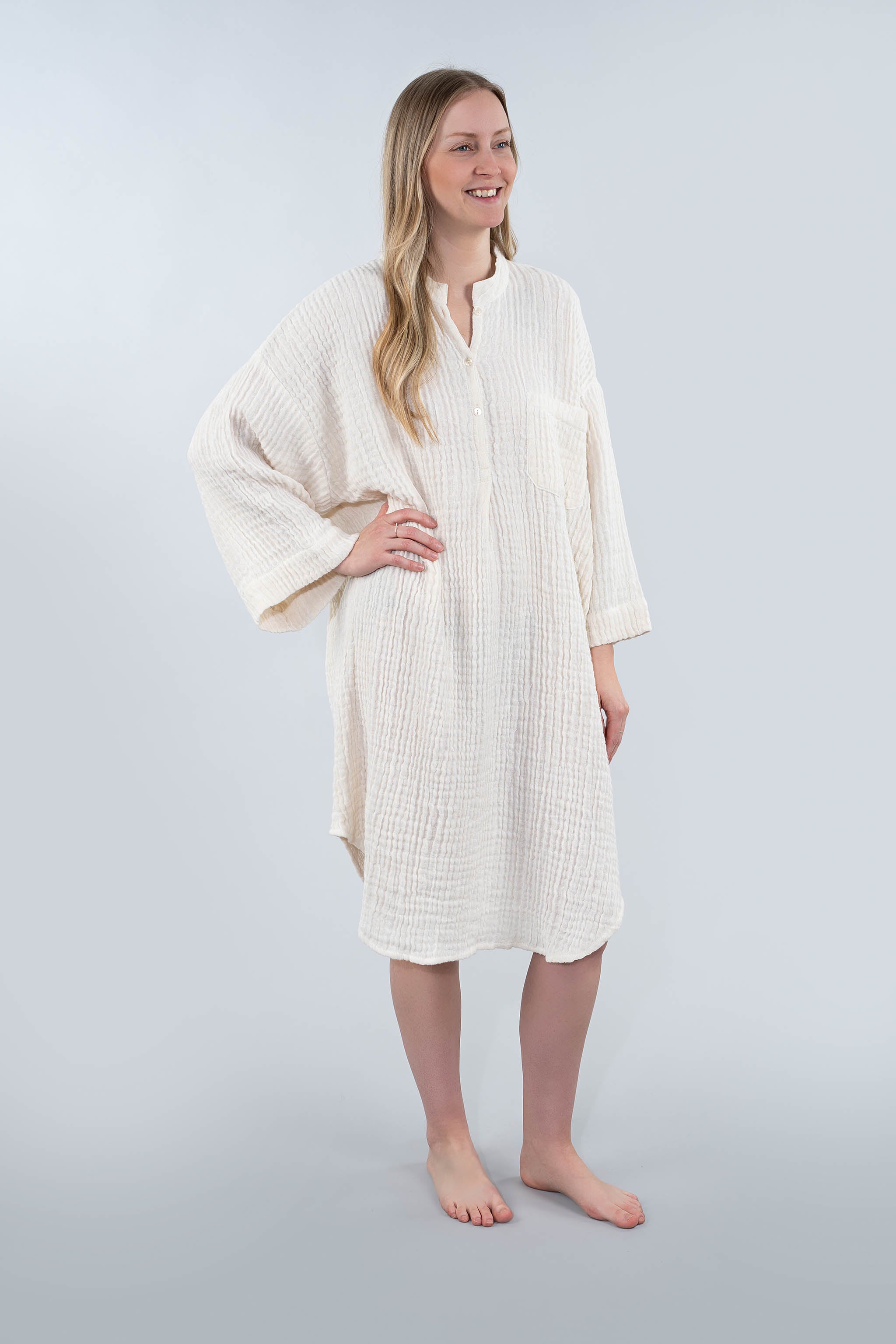 Crinkle Linen/Cotton Sleep Shirt-One Size