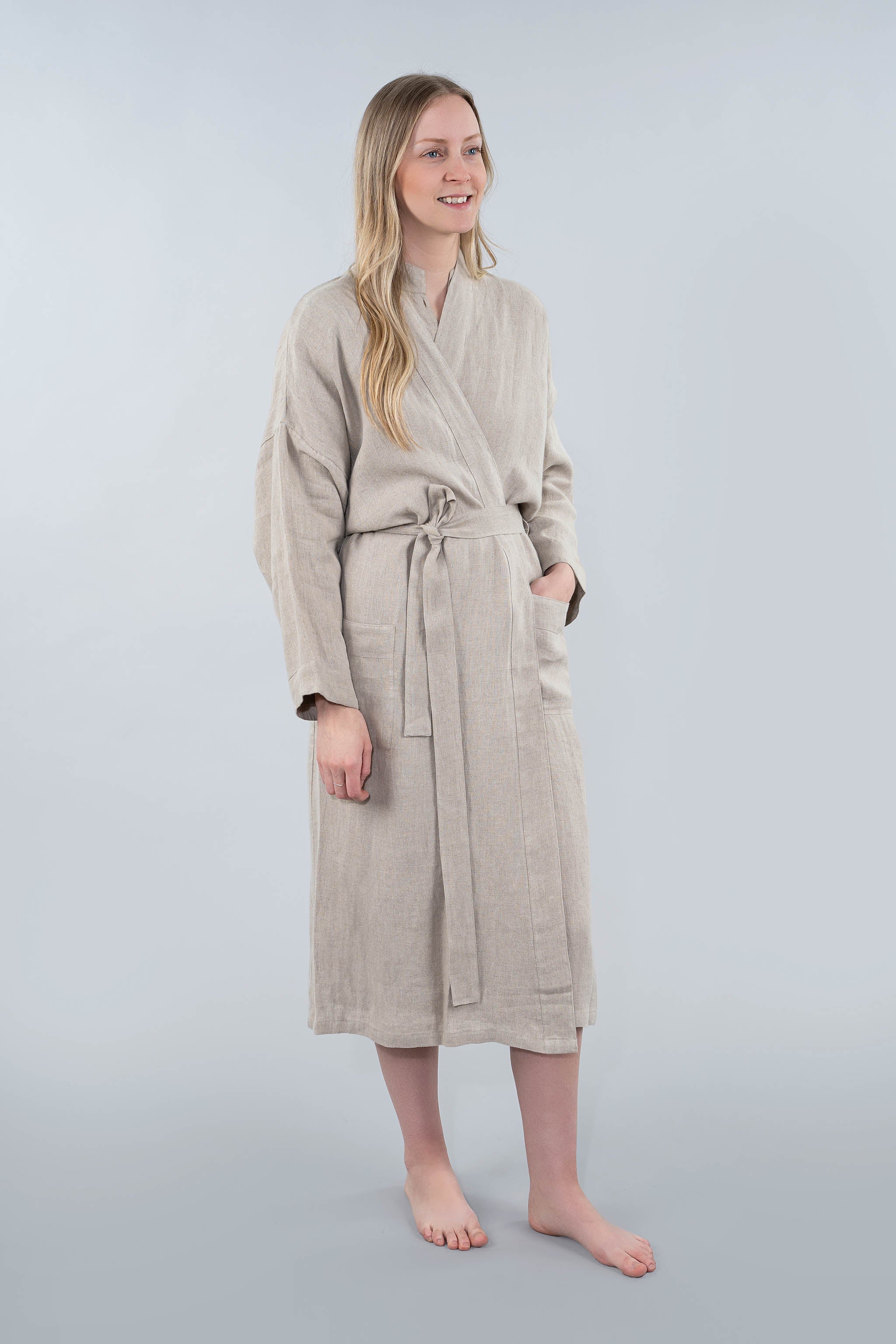 Linen Robe, Natural-One Size