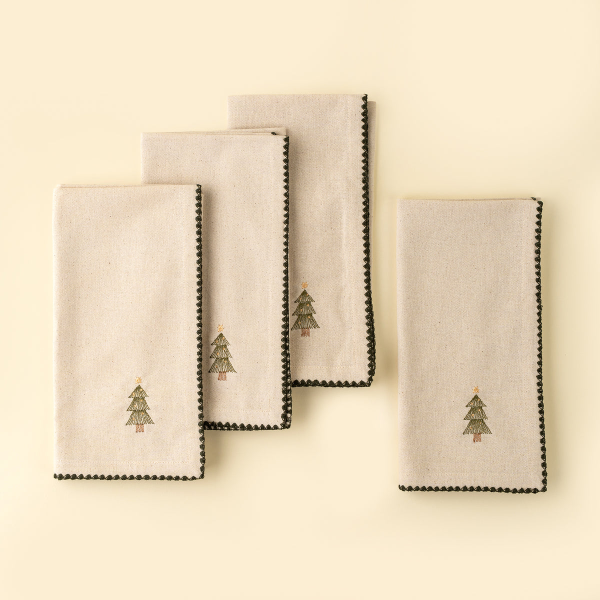 Festive Tree Embroidered Napkins S/4