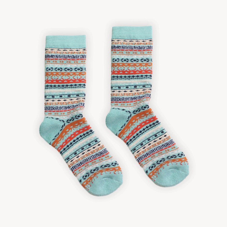 Alpaca Socks - Crew - Multi Aqua