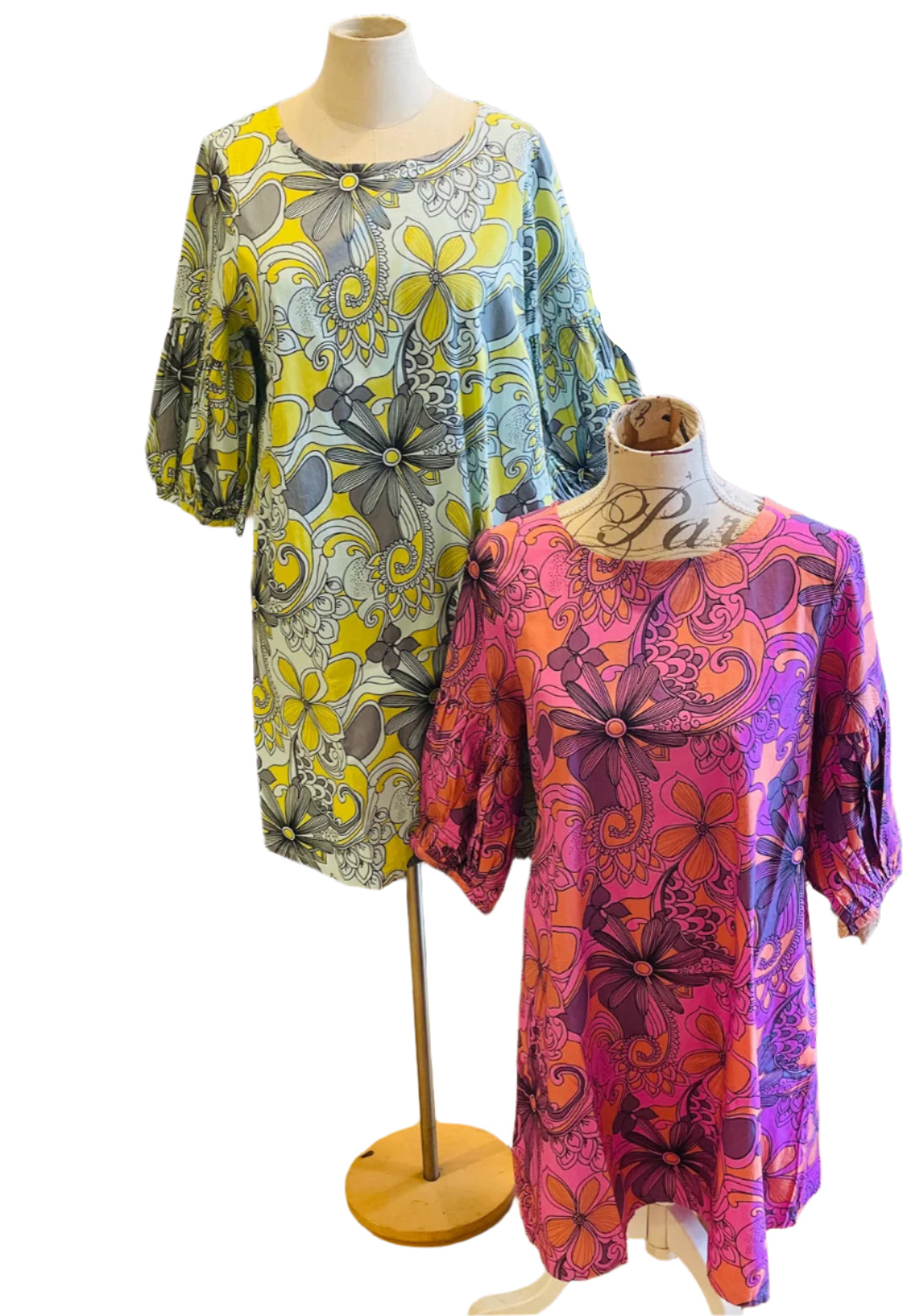 Lantern Dress in Poplin Print