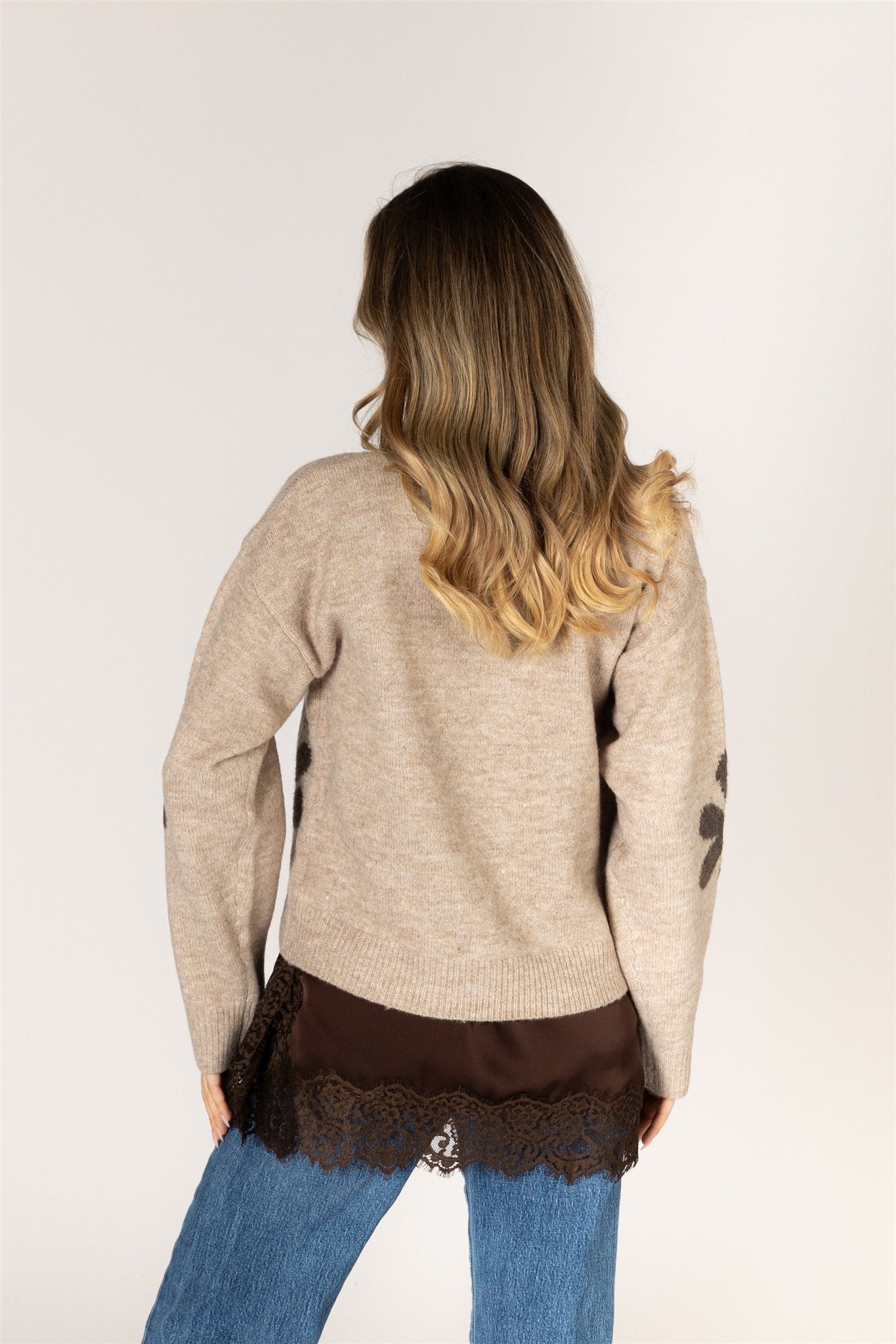 Jorgie Flower Cardigan - Putty/Coconut