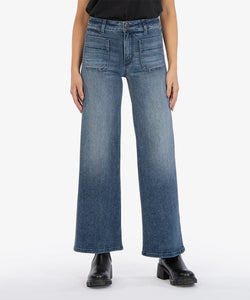 Jean High Rise Flare with Patch Pocket-Obtainable Wash