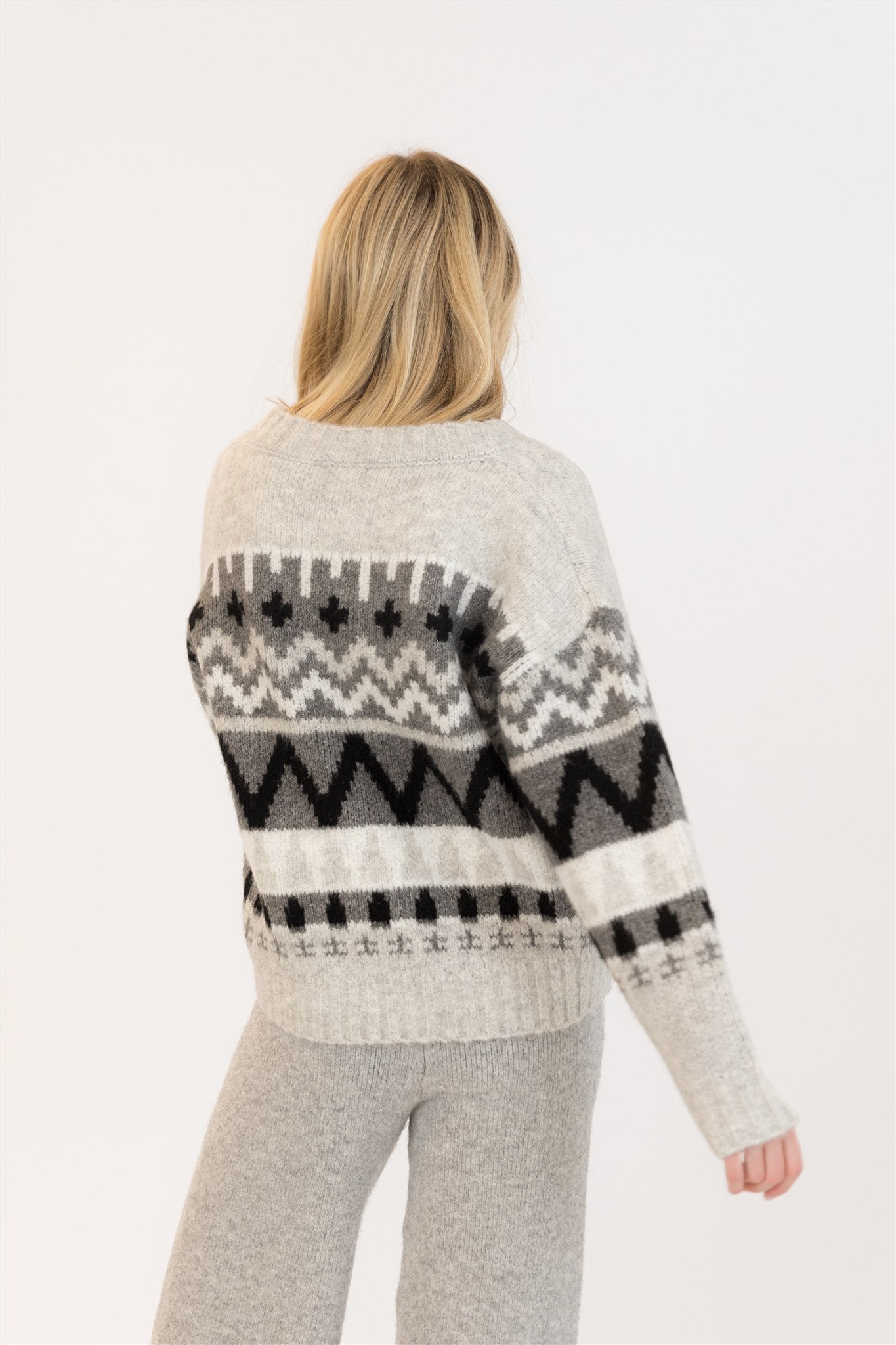 Landen Crewneck Pullover- Grey/Black