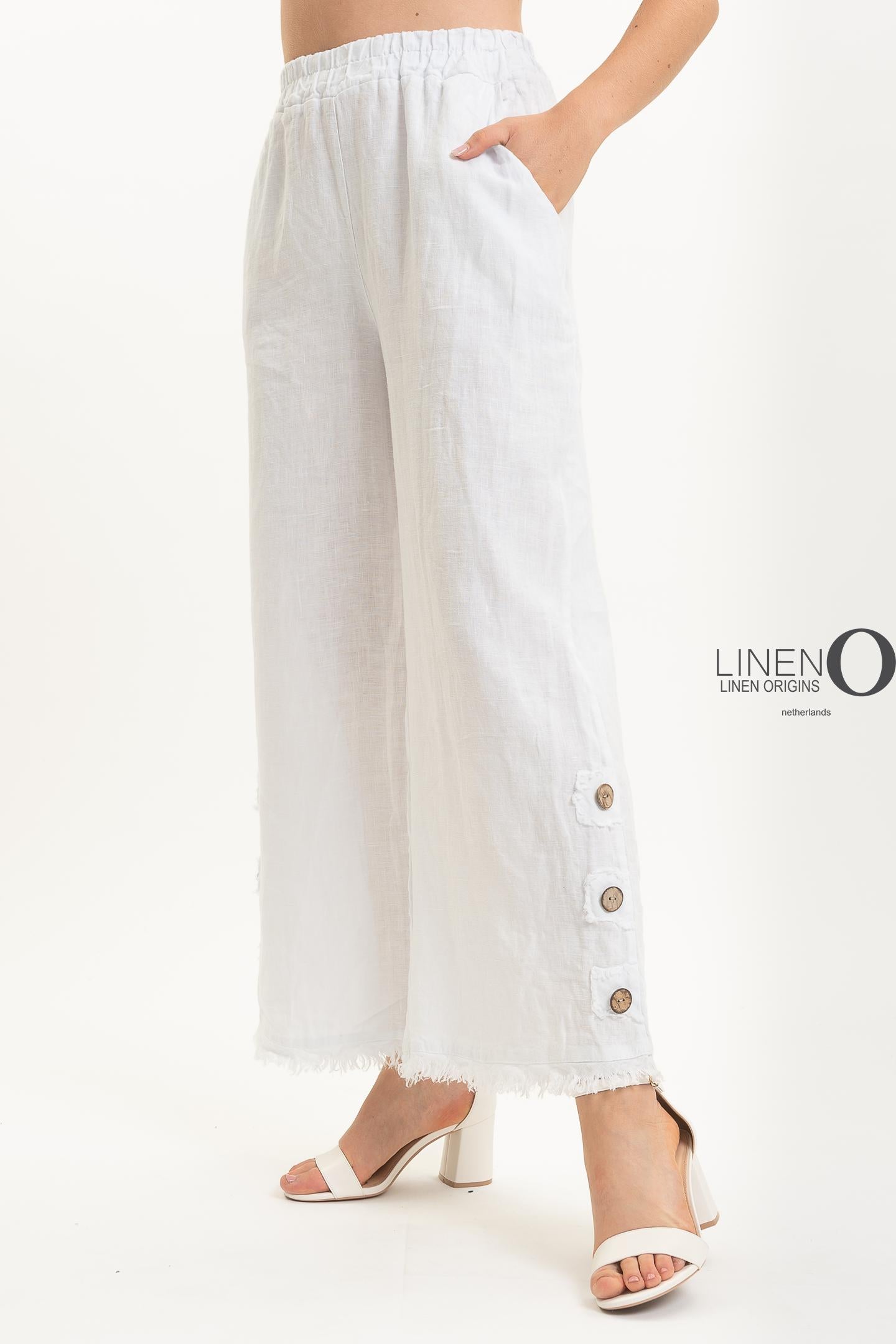 French Linen Pant with Button Detail