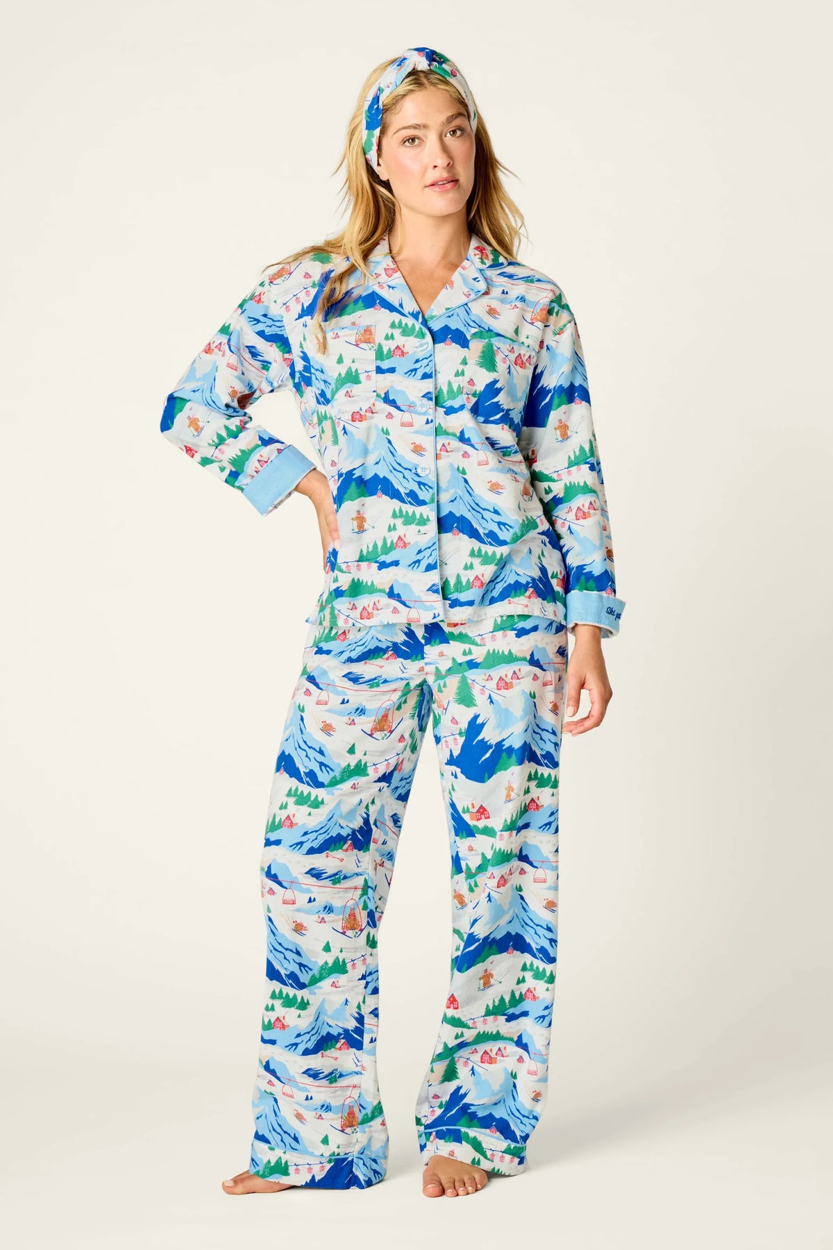 Ski Ya Later Skiing Bears - 3-Piece Flannel PJ Set