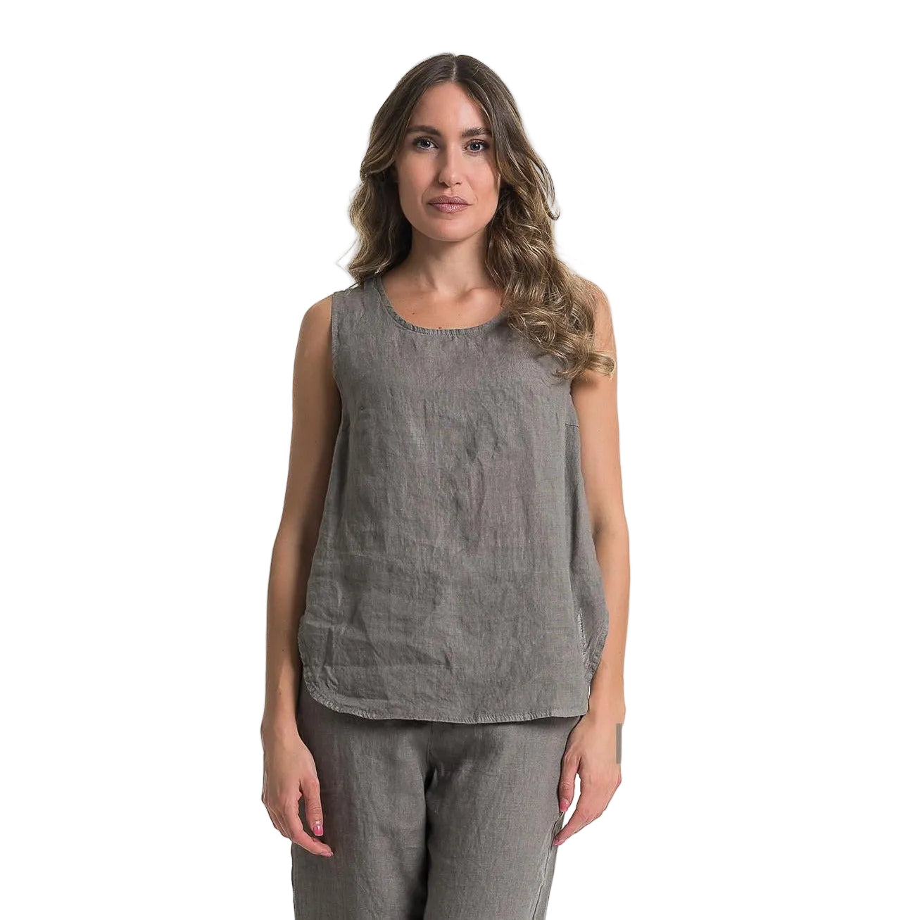 French Linen Tank Top - Fango