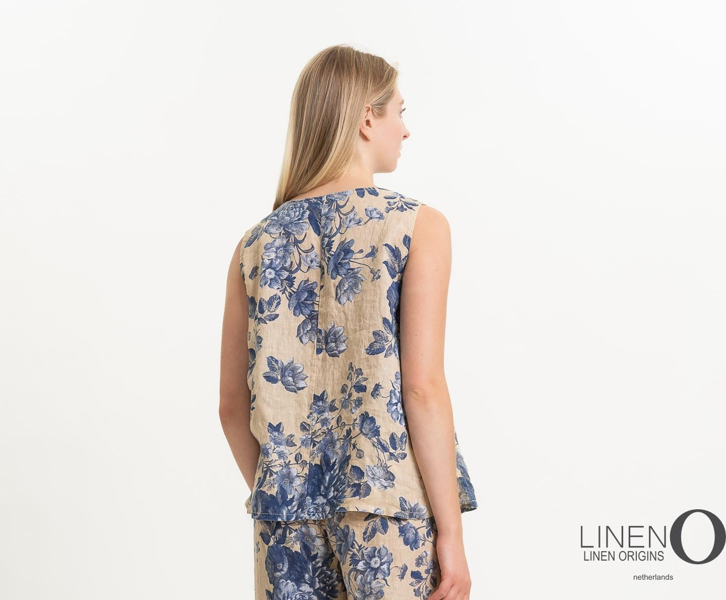 French Linen Tank - Floral Hay
