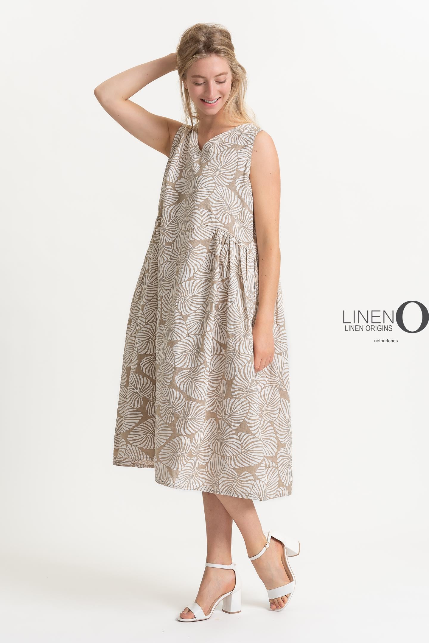 French Linen Dress-Floral Cashmere