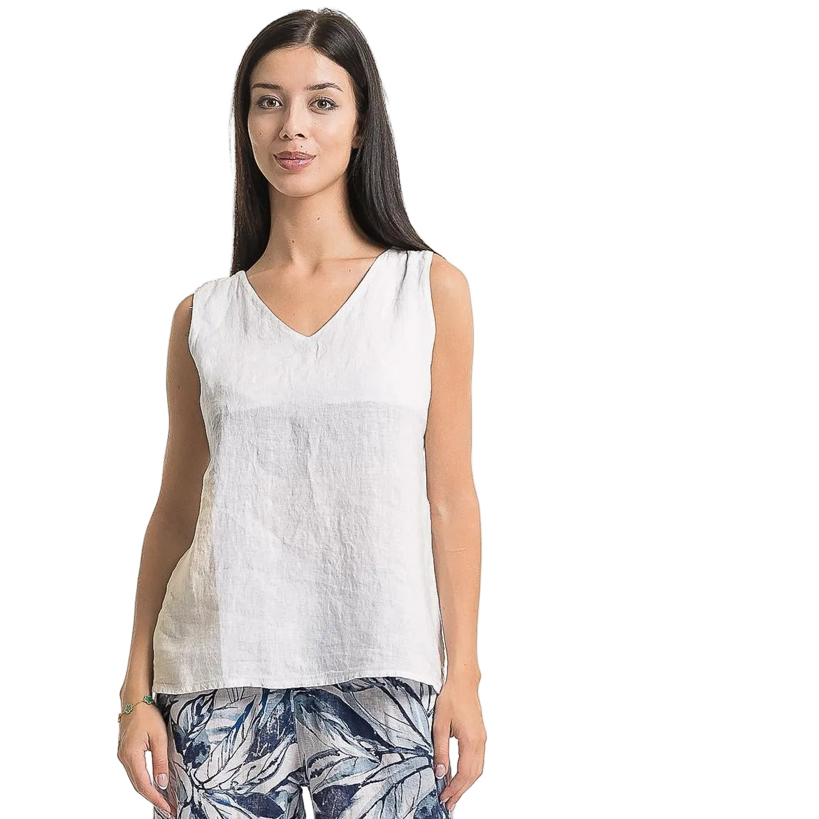 French Linen Tank Top - White