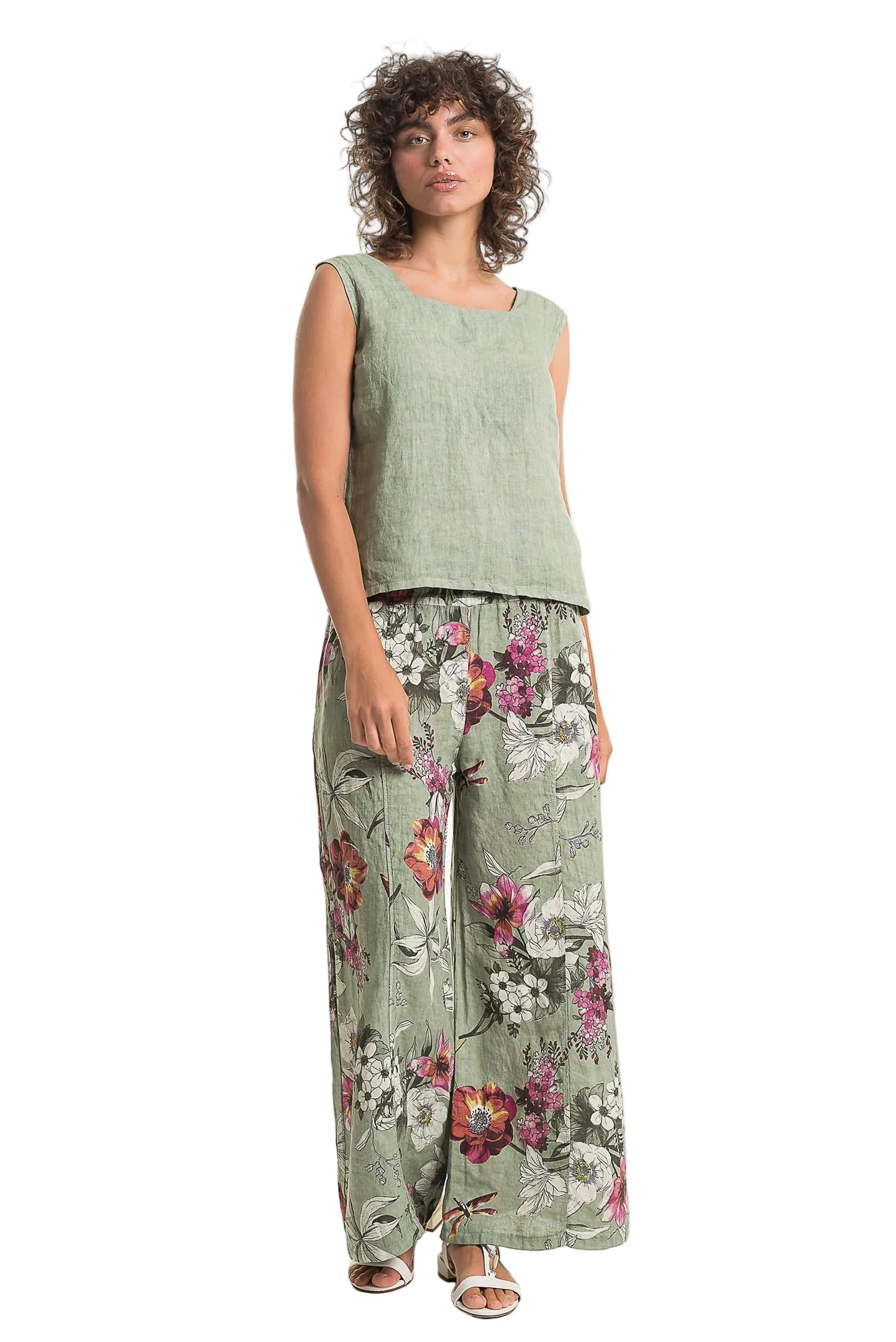 French Linen Top - Sauge