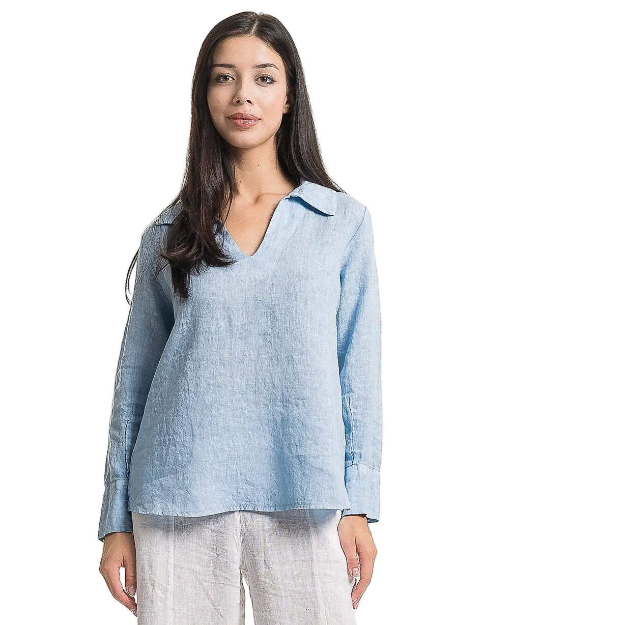 French Linen Shirt - Cielo