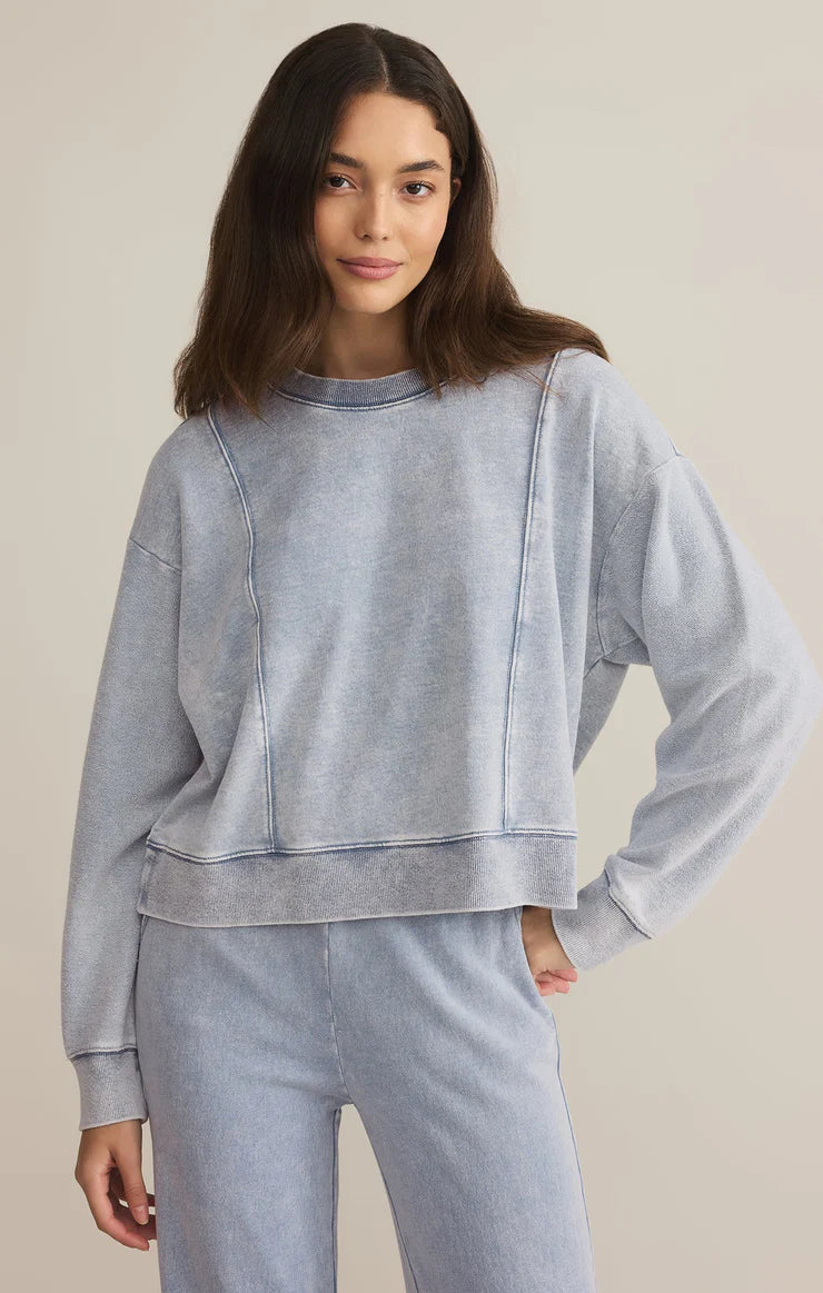 LAX Knit Denim Sweatshirt - Washed Indigo