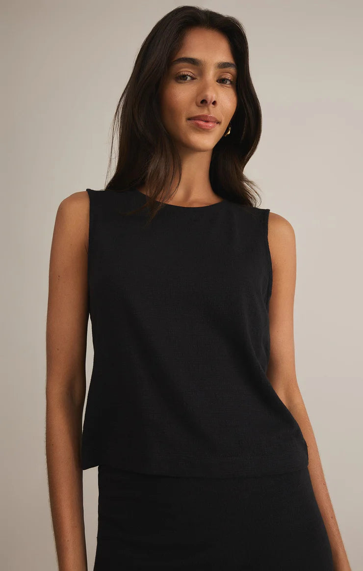 Sloane Textured Slub Tank - Black