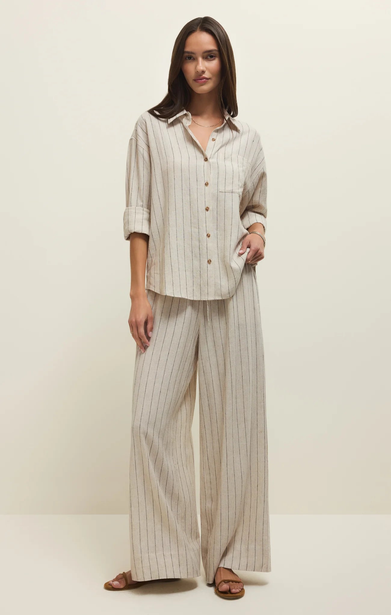 Alfie Striped Button Up Shirt - Linen
