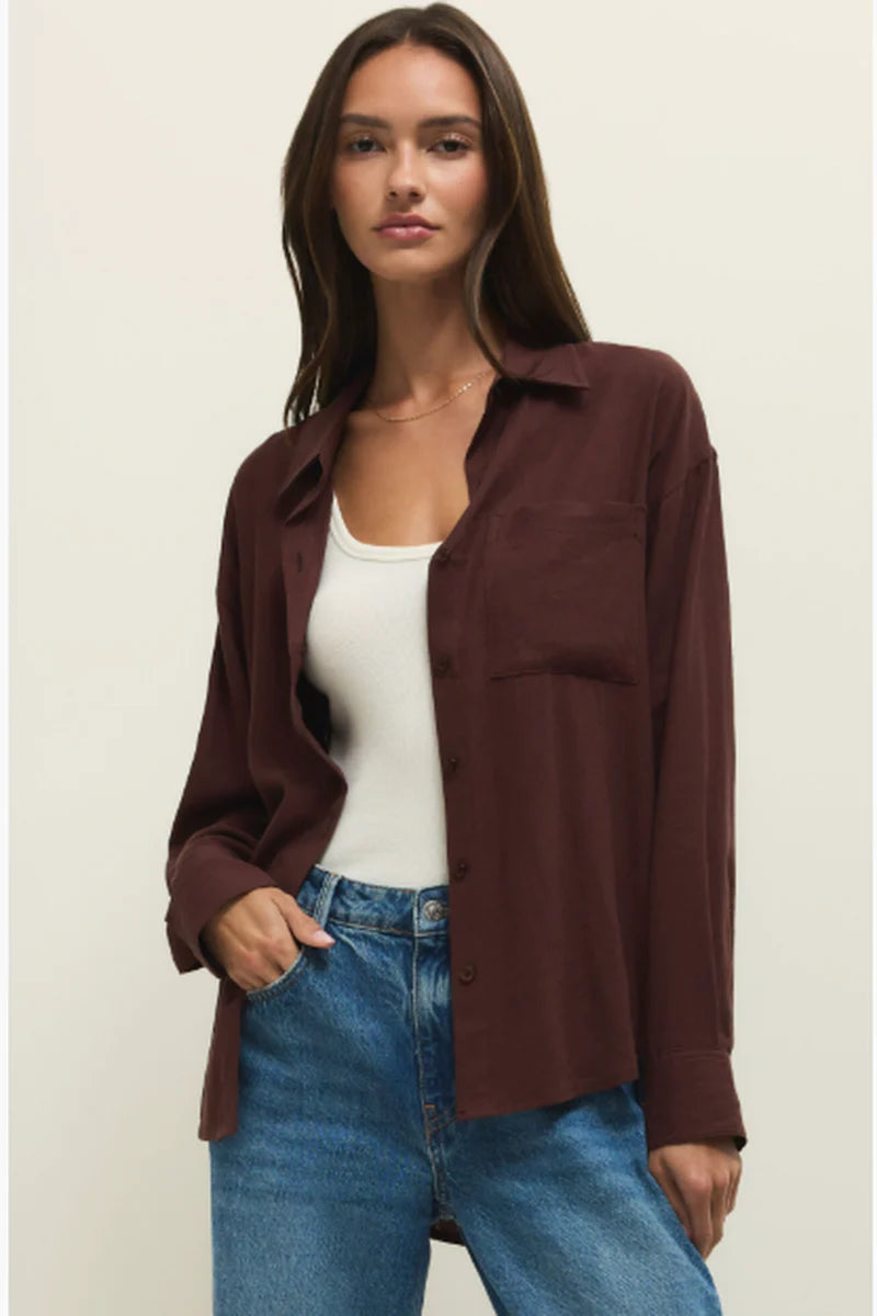 Alfie Button Up Shirt - Chocolate Cherry