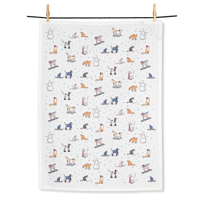Winter Sports Cats Kitchen Towel