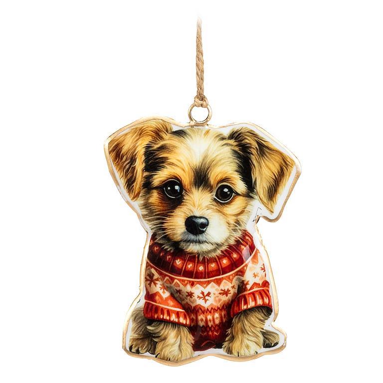 Sweet Dog in Sweater Ornament - 4"H
