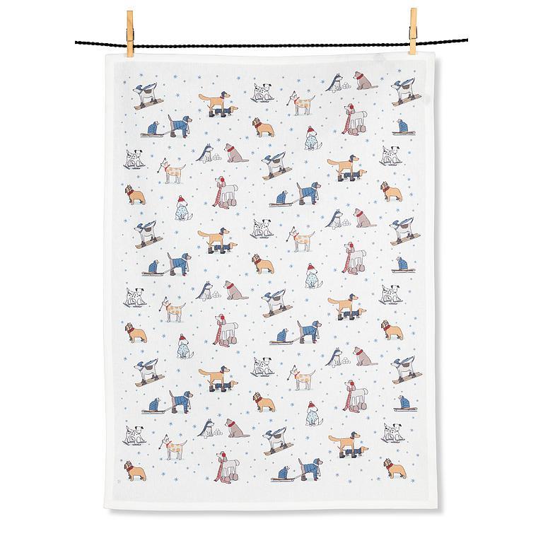 Winter Sports Dogs Kitchen Towel