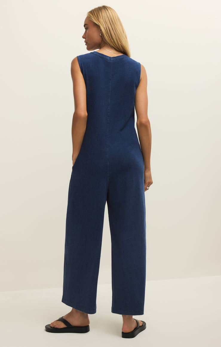 Fiona Denim Jersey Jumpsuit - Indigo