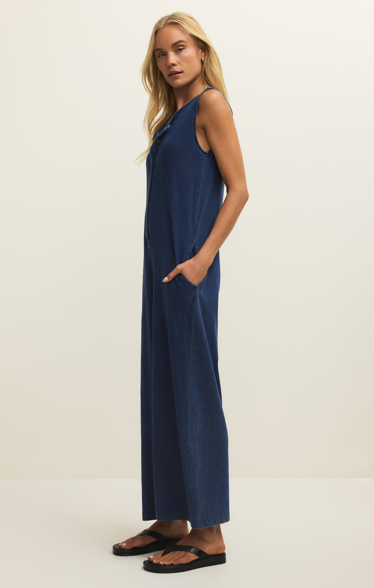 Fiona Denim Jersey Jumpsuit - Indigo