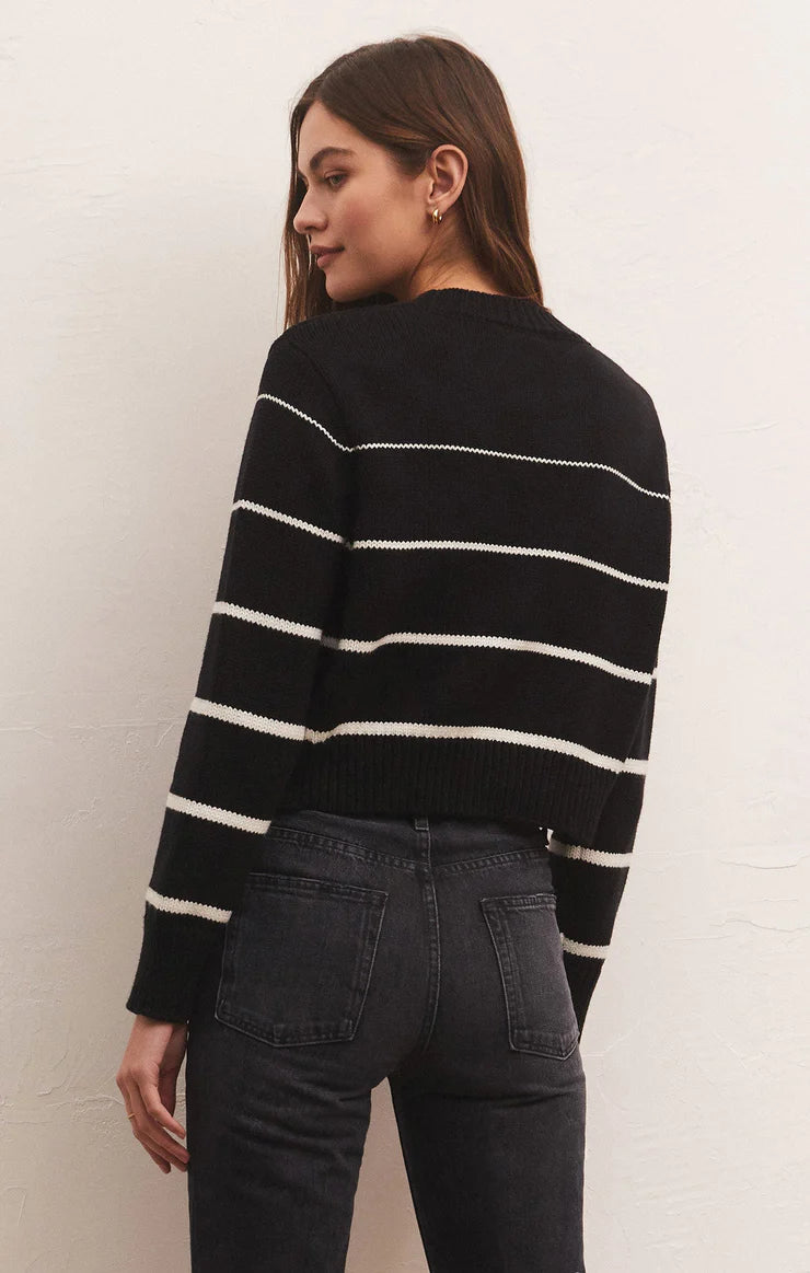 Milan Stripe Sweater-Black