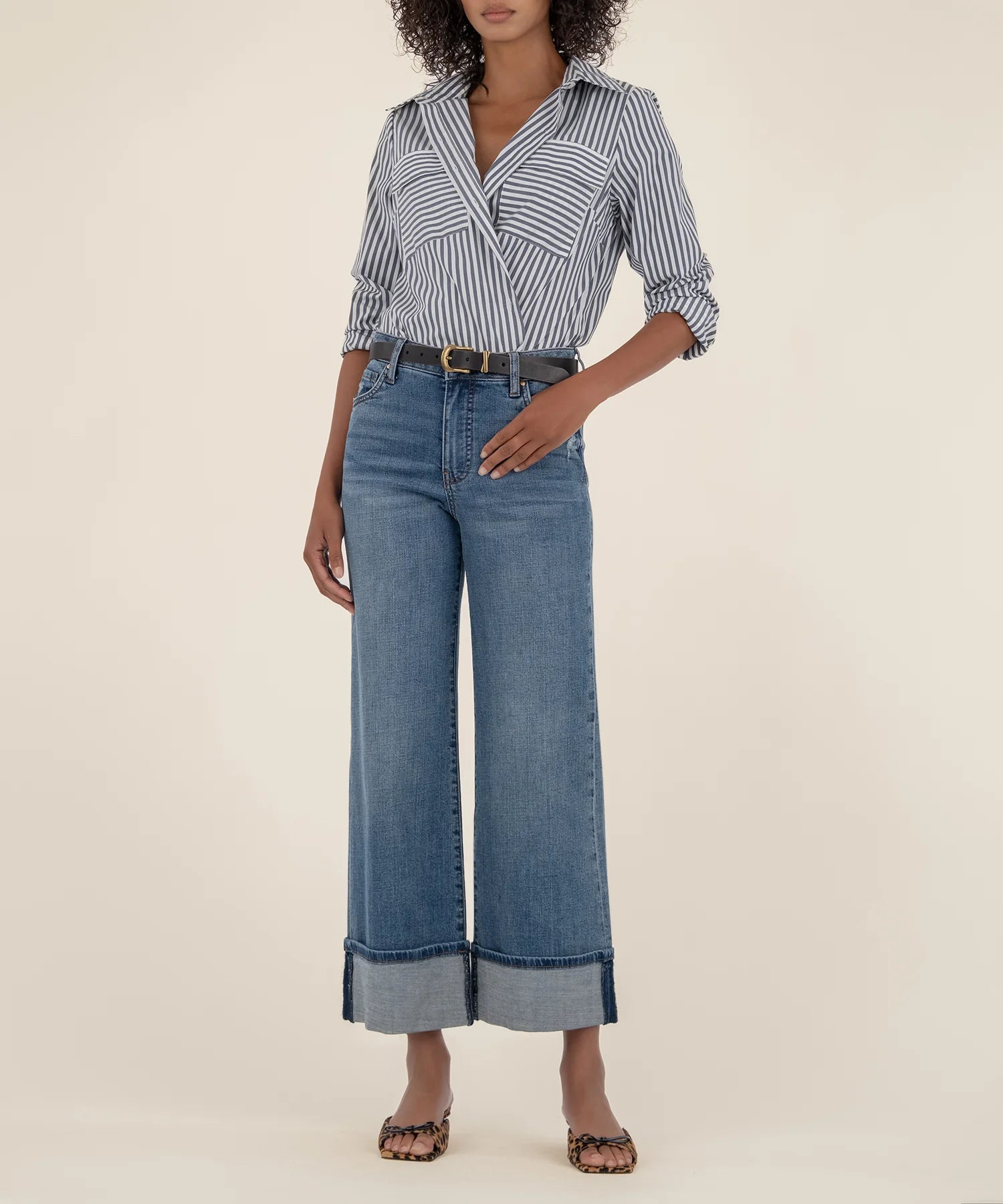 Meg High Rise Wide Roll Up Leg - Incontrovertible