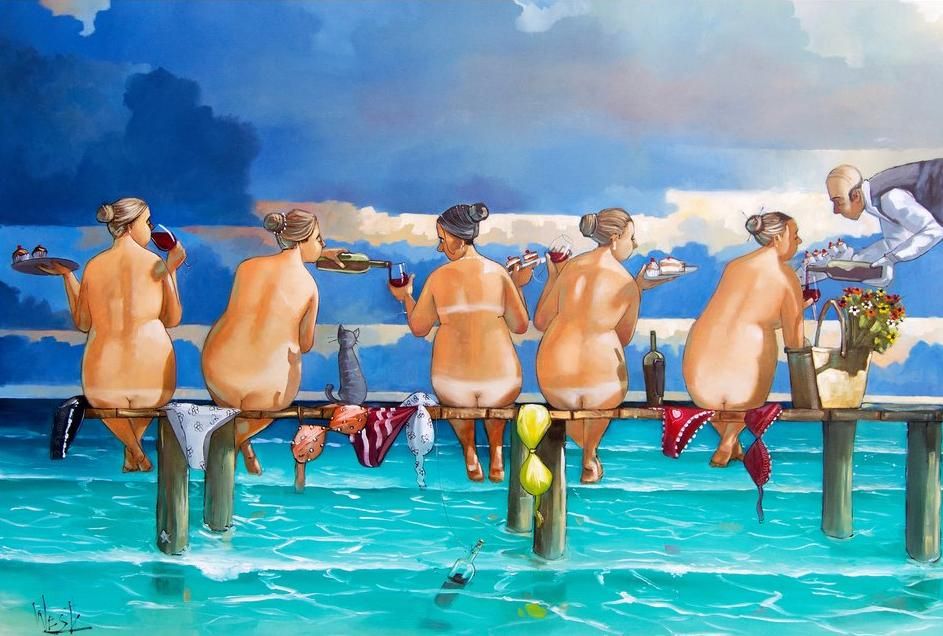 Wine On The Jetty - 22" X 28"