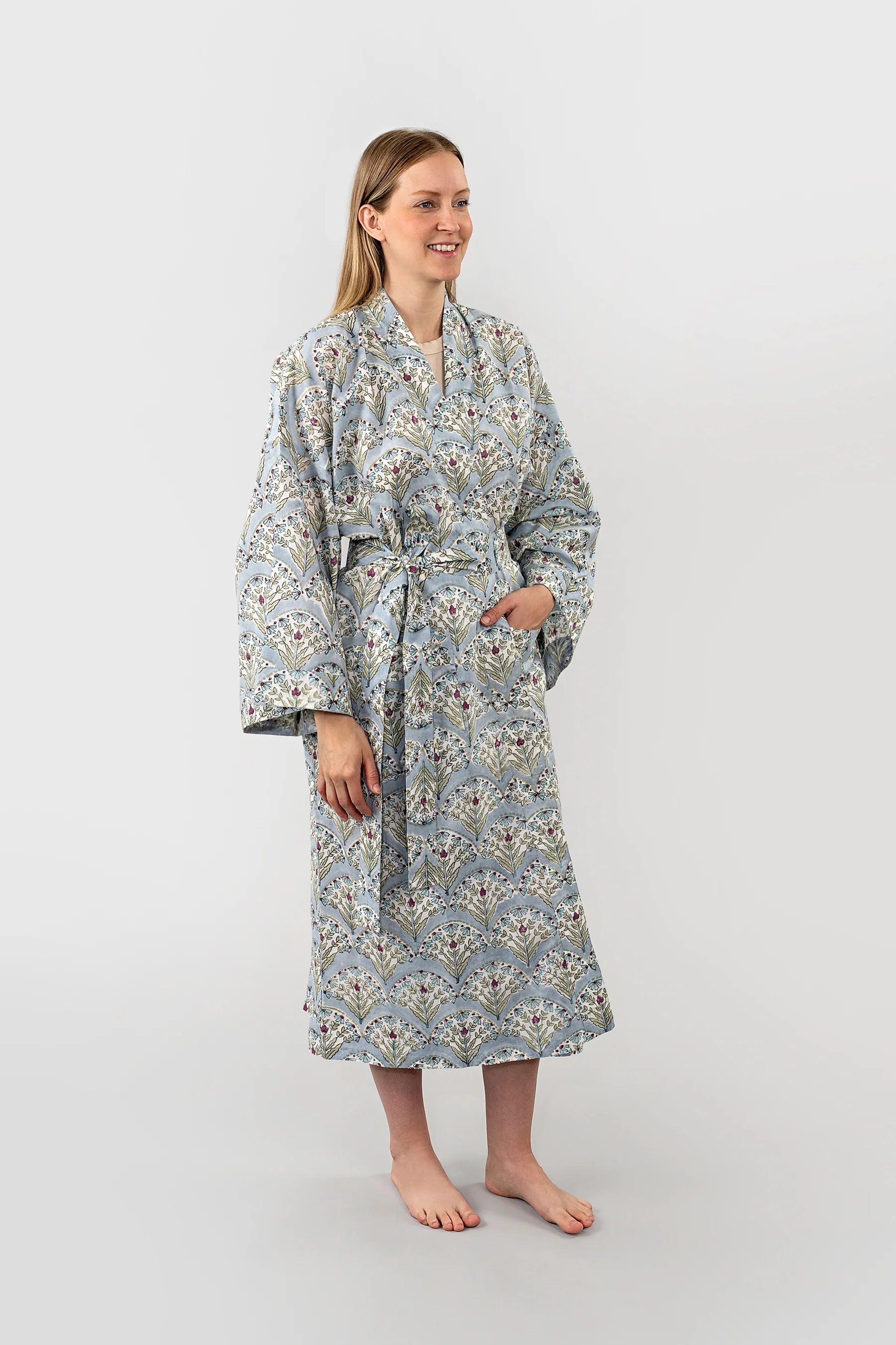 Sakura Block Print Kimono