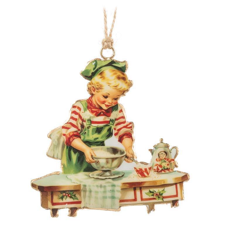 Christmas Girl in Kitchen Ornament - 4"