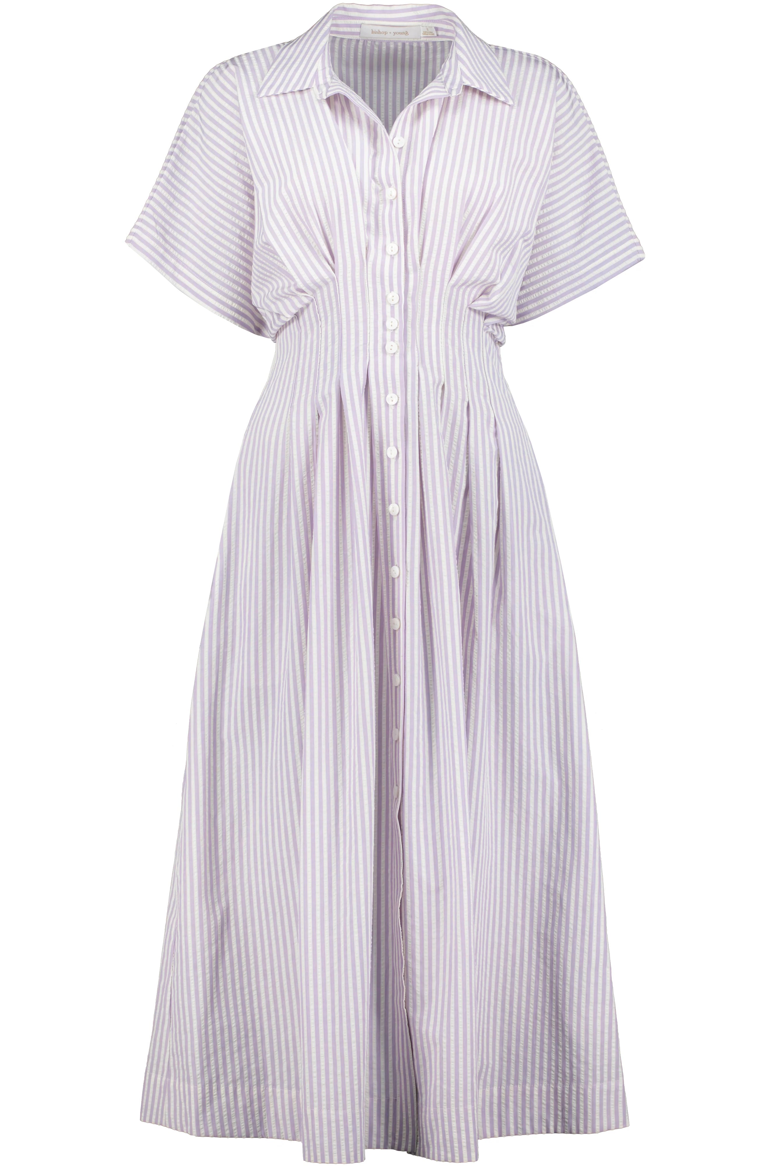 Maude Waist Detail Shirtdress - Lavender Stripe