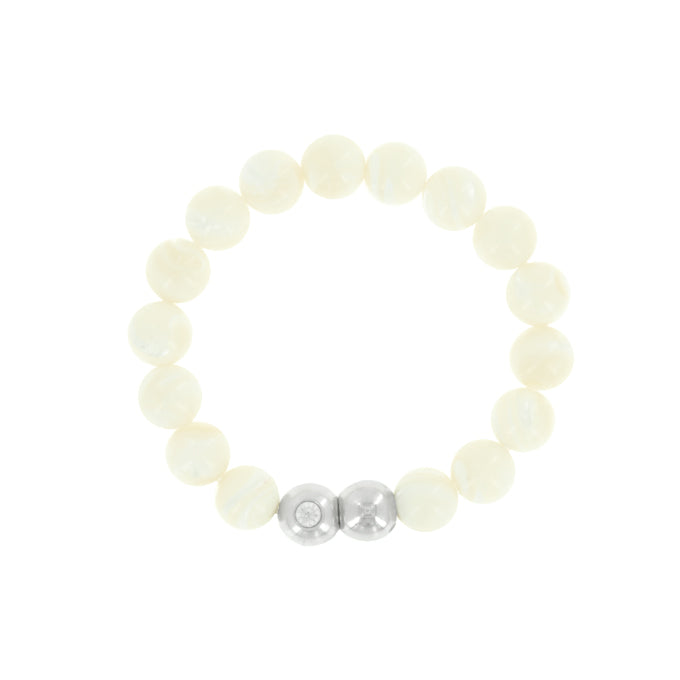 Semi Precious Stretch Bracelet - Mother of Pearl
