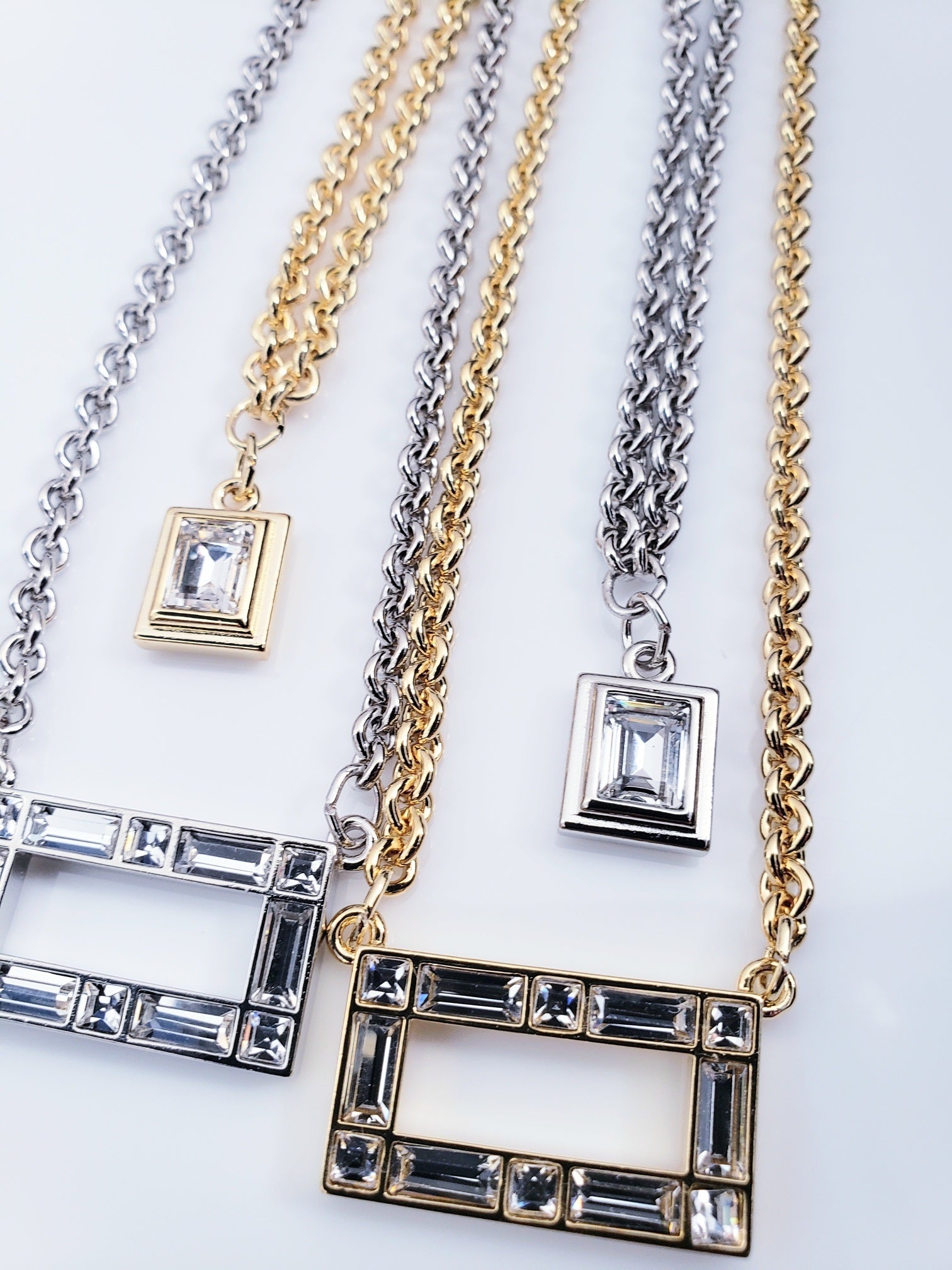 Rectangle Baguette Crystal Necklace
