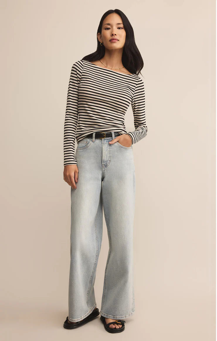 Pristine Striped Tee-Black