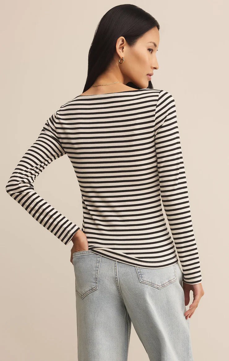 Pristine Striped Tee-Black